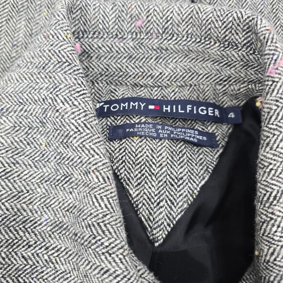 Tommy Hilfiger Gray Herringbone Wool Blend Blazer Jacket Women’s Size 4 - Picture 4 of 4